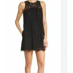 Joie Black Lace Sleeveless Shift Cocktail Dress Pockets Size Medium Like New